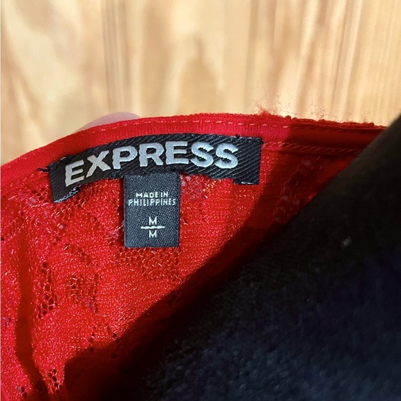 Express Red Lace Long Sleeve Open Back Mini Dress size Medium - Picture 4 of 5